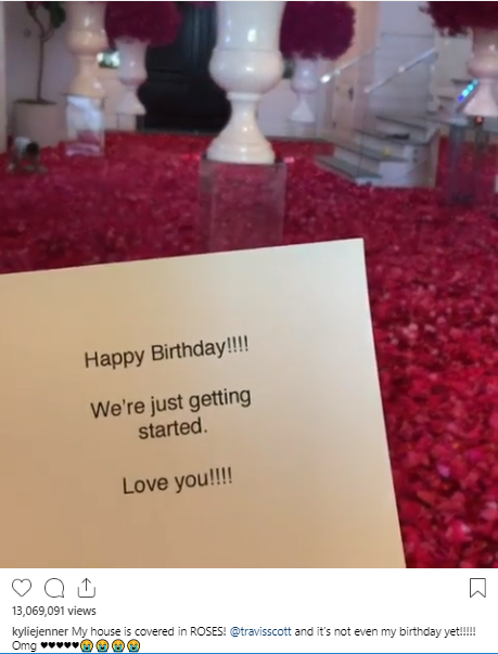 Kylie Jenner comes home to see her entire floor covered in roses courtesy of Travis Scott (video)