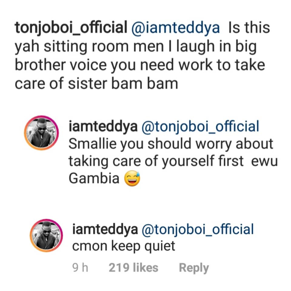 Teddy A hits back at Bam Bam