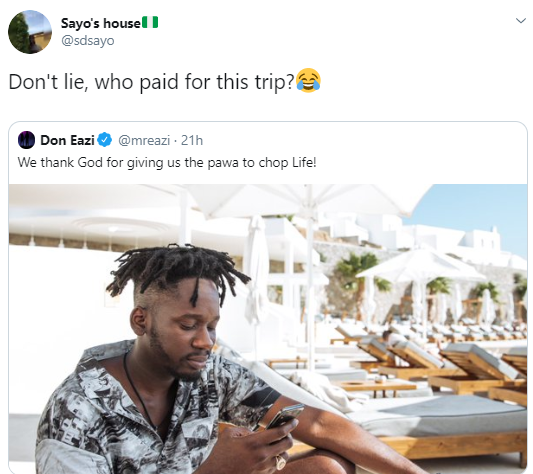 Mr Eazi replies follower who questioned who sponsored his expensive summer trip