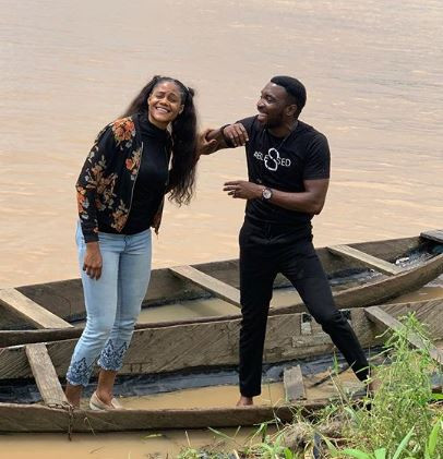 Cute photos of Timi Dakolo and his wife, Busola, enjoying a boat ride in the creeks of Bayelsa