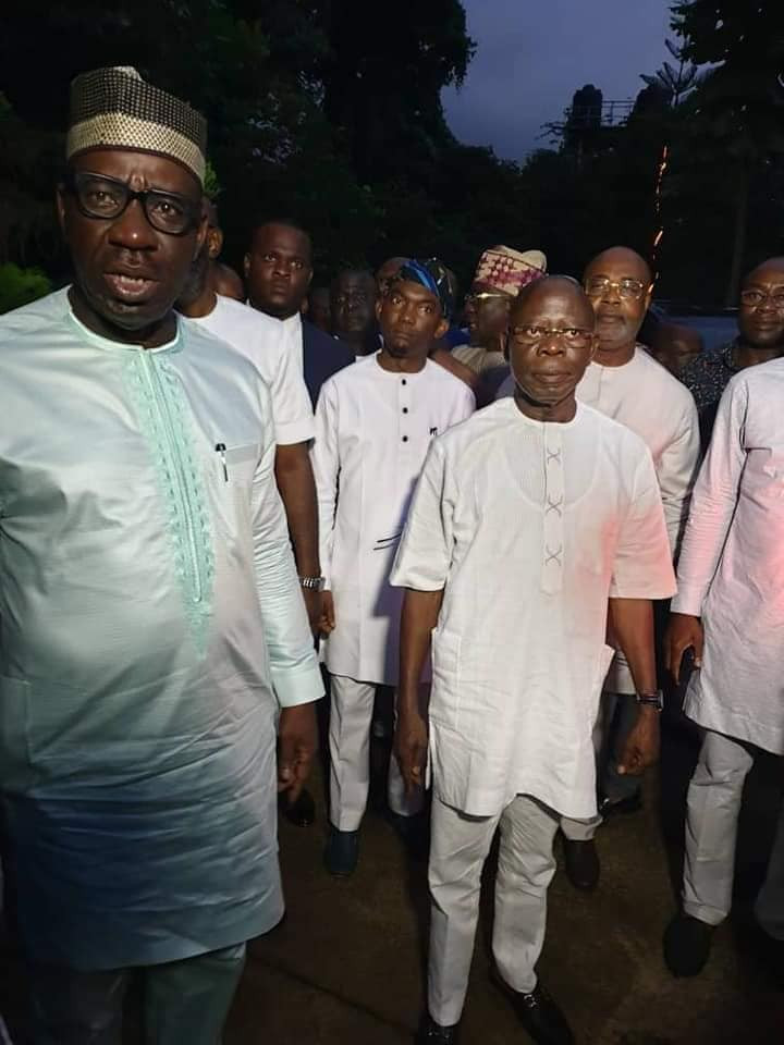 Photos of Oshiomole and Obaseki at their peace meeting
