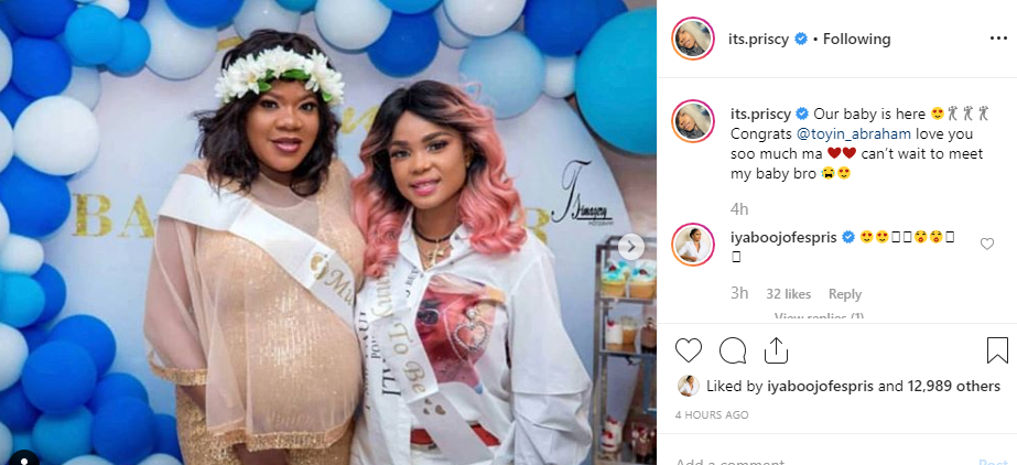 Toyin Abraham welcomes a baby boy with her husband, Kolawole Ajeyemi (video/photos)