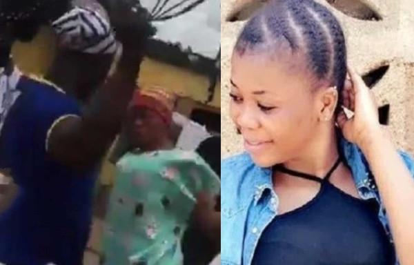 Ghanaian slay queen flogged after defending her sex tape leak, her hair also shaved (videos)