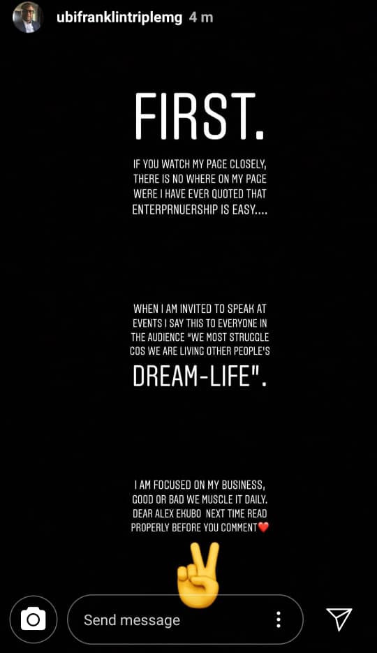 Ubi Franklins calls out Alex Ekubo on IG