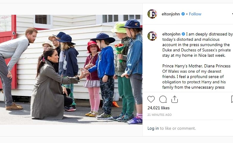 Elton John defends The Sussexes as he reveals he paid for them to fly to his mansion by private jet and made a 