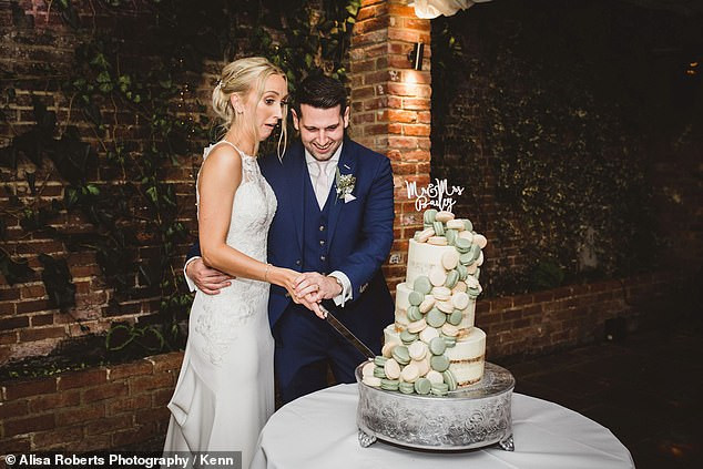 Newlyweds looked on in horror as their wedding cake collapsed during cutting ceremony (Photos)