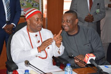 Photos: Akpabio, Keyamo resume at the Ministry of Niger Delta Affairs shortly after their inauguration