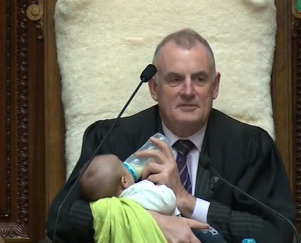New Zealand?s speaker,?Trevor Mallard goes viral with adorable photos of him?feeding?colleague?s baby during plenary