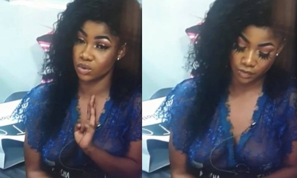 BBNaija: Tacha walks around semi-nude covers her boobs with tapes to celebrate boyfriend