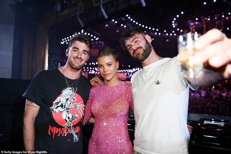 Sofia Richie rocks bedazzled pink catsuit as she celebrates 21st birthday party with boyfriend Scott Disick, 36, in Las Vegas (Photos)