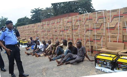 Police arrest 10 for stealing 410 generators and 560 gallons of engine oil
