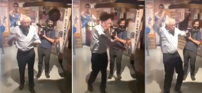 Bernie Sanders battles a boxing speed bag, gets popped in the face (video)