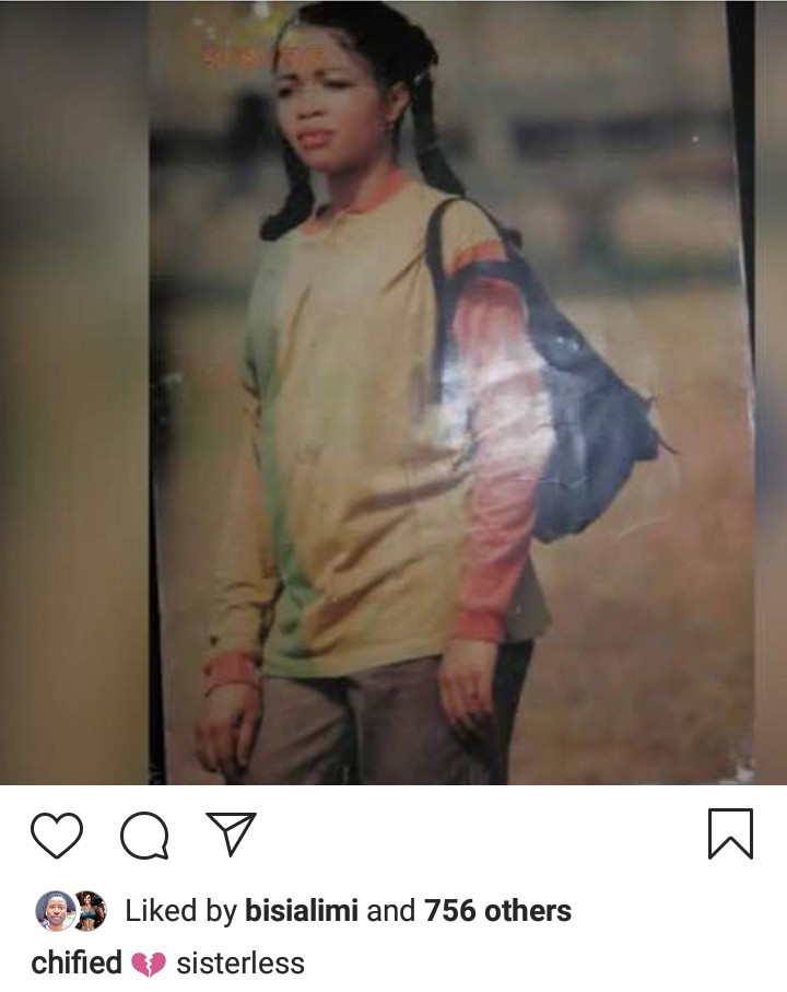 Heartbroken Chified mourns death of her sister by taking down all her Instagram posts