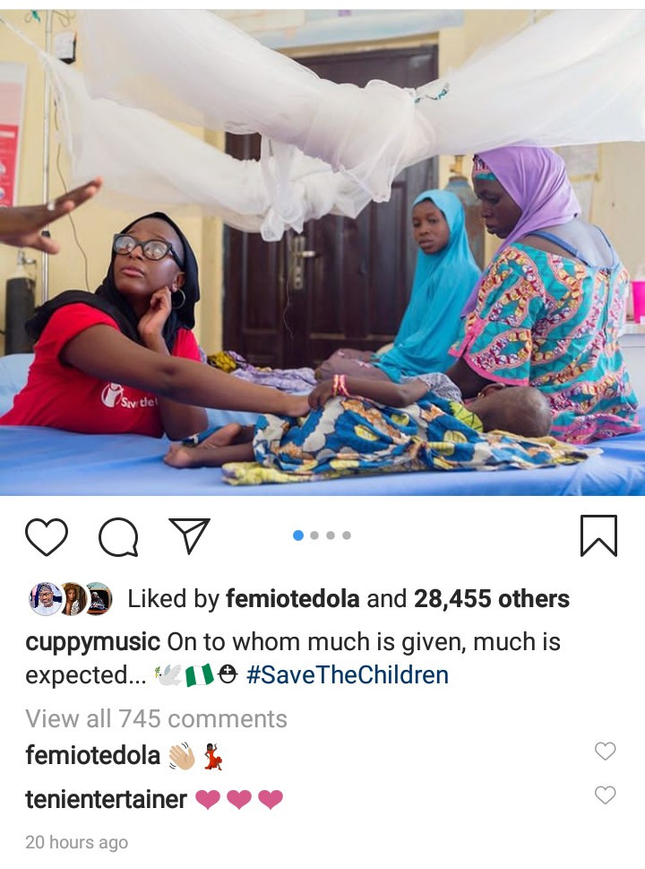 DJ Cuppy pays visit to victims of conflict in Borno state (photos/video)