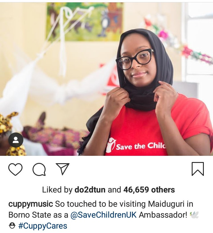 DJ Cuppy pays visit to victims of conflict in Borno state (photos/video)
