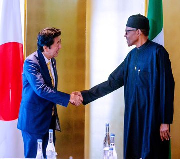 Photos: President Buhari in bilateral meeting with Japanese prime minister,  Shinzo Abe