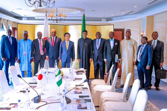 Photos: President Buhari in bilateral meeting with Japanese prime minister,  Shinzo Abe