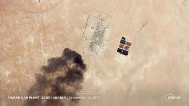 Satellite image showing attack on Saudi Aramco facility, 15 September 2019.