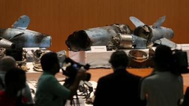 Debris from drones and missiles that Saudi Arabia says prove Iranian involvement in oil installation attacks.
