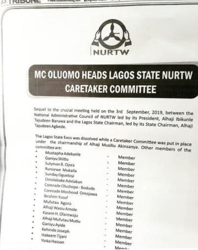 NURTW members reject MC Oluomo