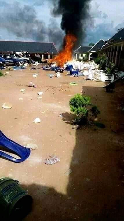 Angry youths beat up pastor in Cross River community, set his house, church ablaze for allegedly using people for rituals (photos)