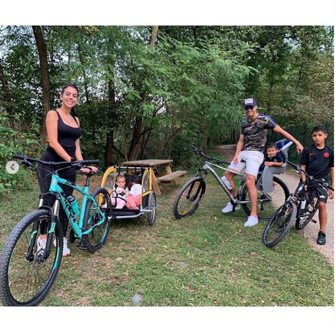 Cristiano Ronaldo steps out with his adorable family as they enjoy bike ride together?(Photos)