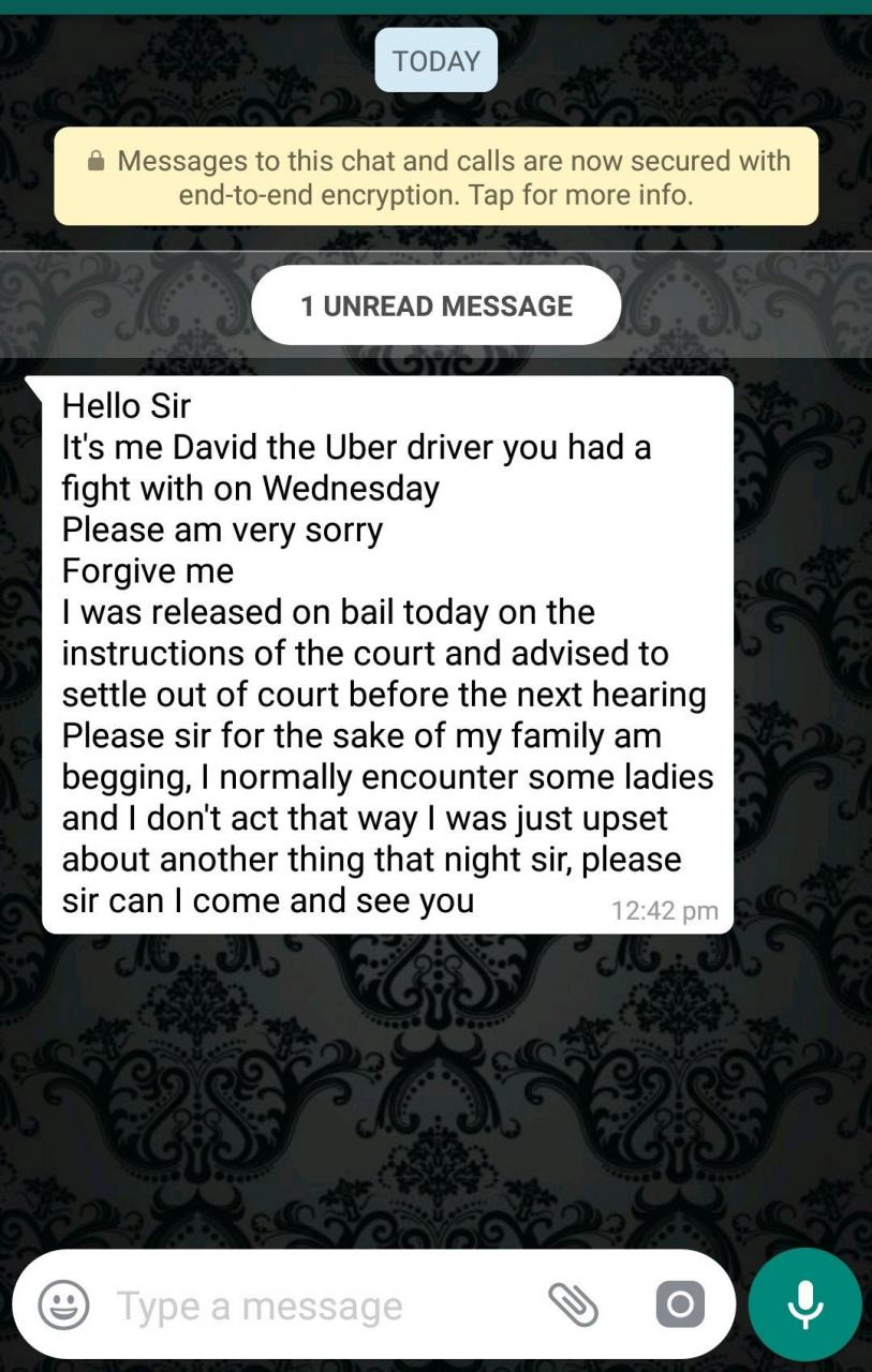  Uber driver is arrested and humbled after he threatened a customer