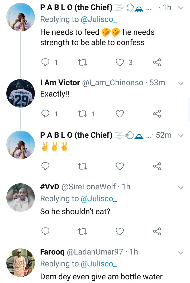 Nigerians react as suspected Port Harcourt serial killer is seen having rice and water while being paraded
