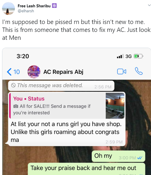 Woman shares the surprising messages she received from a man who came to repair her AC
