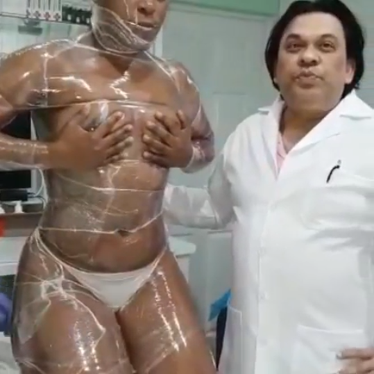 Zodwa Wabantu strips down while at a medical centre to get a skin treatment