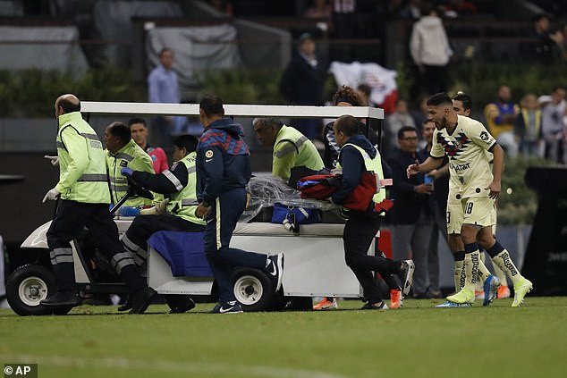 Ex-Barcelona star Giovani dos Santos suffers gruesome injury as his leg is torn open in horrible challenge (Photos)