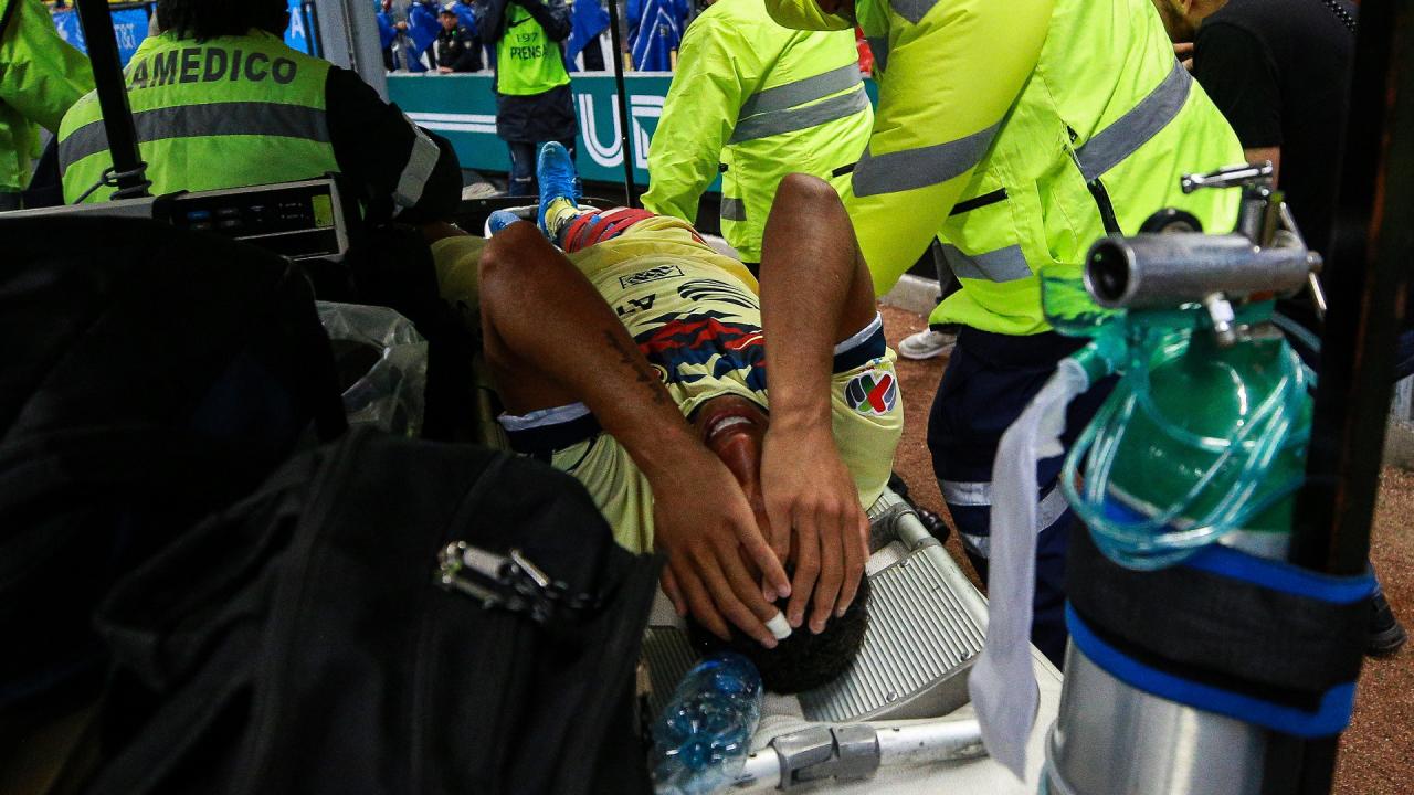 Ex-Barcelona star Giovani dos Santos suffers gruesome injury as his leg is torn open in horrible challenge (Photos)