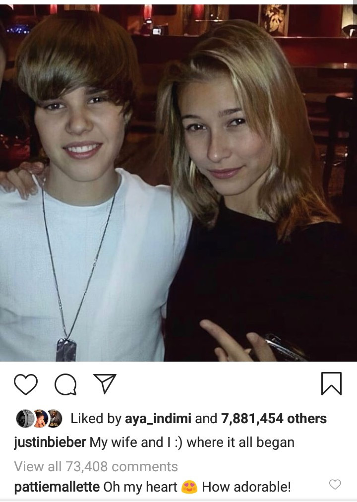 "Thanks for letting your daughter marry a savage like me" Justin Bieber says as he shares photo of him as a teenager with Hailey and her family