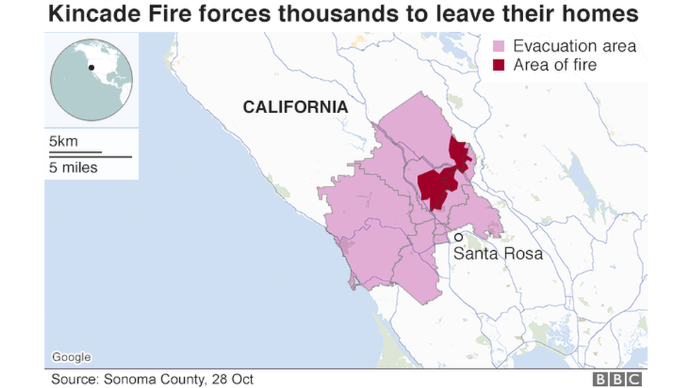 Kincade fire map