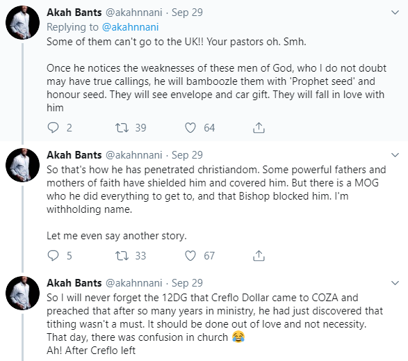 A family friend of a lady who COZA pastor got pregnant and died during an abortion reached out to me- Akan Nnani