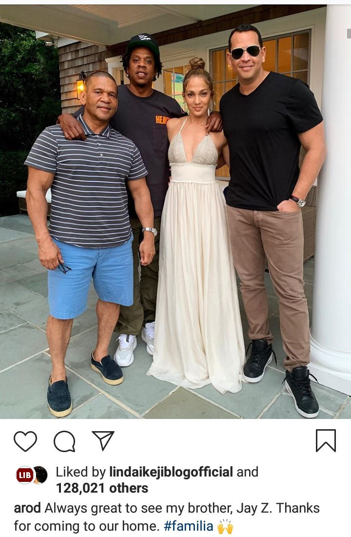 Jay-Z is hosted by Jennifer Lopez and fiance Alex Rodriguez at their Miami home ahead of Super Bowl halftime show collaboration