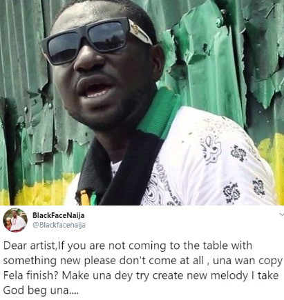 Blackface writes open letter to new artistes trying to copy Fela