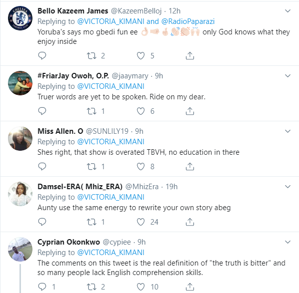 Victoria Kimani comes under fire for saying Big Brother Naija keeps people 
