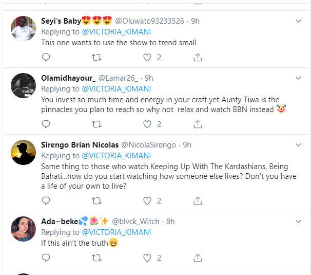 Victoria Kimani comes under fire for saying Big Brother Naija keeps people 