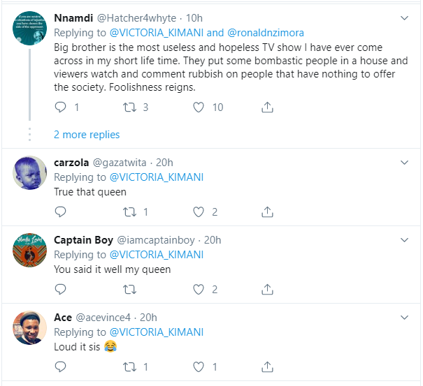 Victoria Kimani comes under fire for saying Big Brother Naija keeps people 