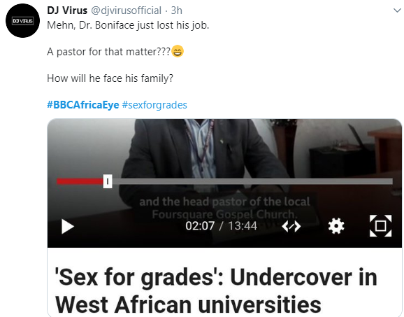 Nigerians and Ghanaians react as lecturers are caught on camera asking students for sex in exchange for favours