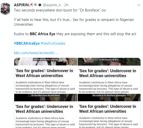 Nigerians and Ghanaians react as lecturers are caught on camera asking students for sex in exchange for favours