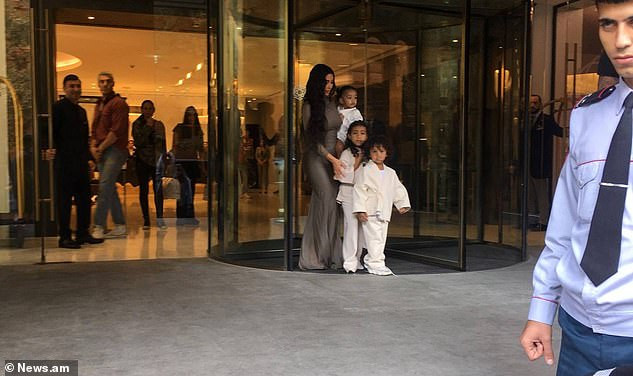 Kim Kardashian arrives in Armenia with her adorable children ahead of their baptism (Photos)