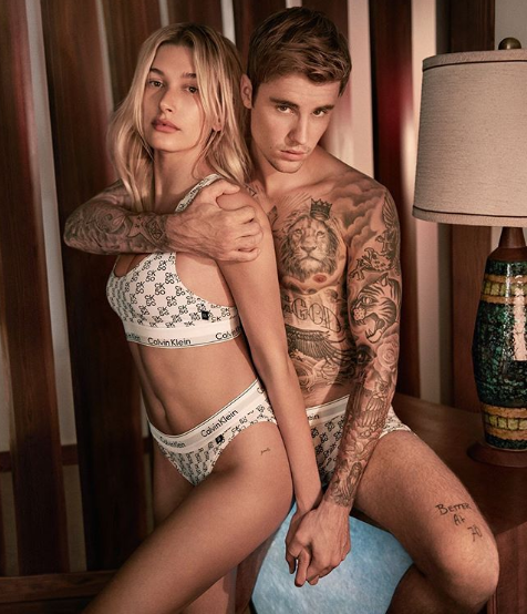 Justin Bieber and wife Hailey Baldwin Bieber strip down to model matching Calvin Klein underwear