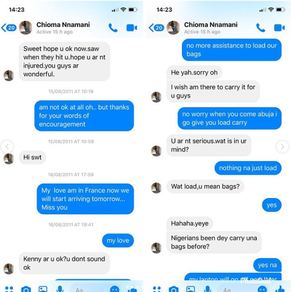 Super Eagles defender, Kenneth Omeruo shares hilarious Facebook chats with his wife from 11-years back