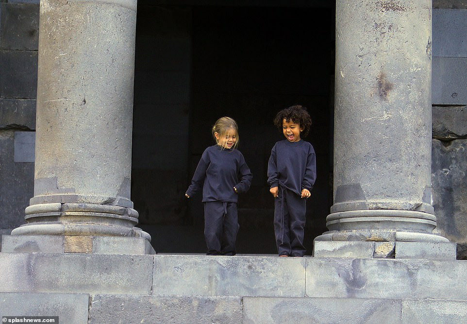 Kim Kardashian and sister Kourtney are joined by all their children in matching outfits for adorable photoshoot in Armenia 