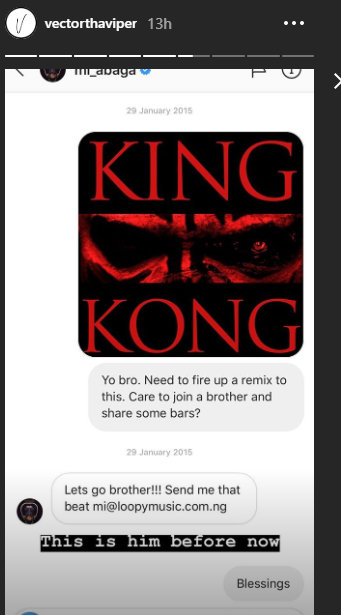 #TheRat VS #TheViper: MI Abaga reacts as Vector leaks their Instagram DM from 2015