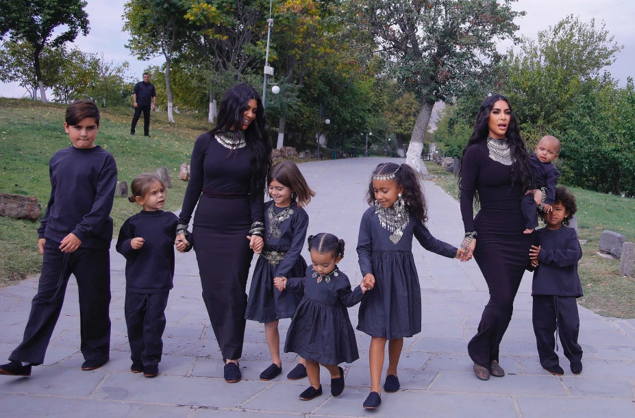 Kim Kardashian and sister Kourtney are joined by all their children in matching outfits for adorable photoshoot in Armenia