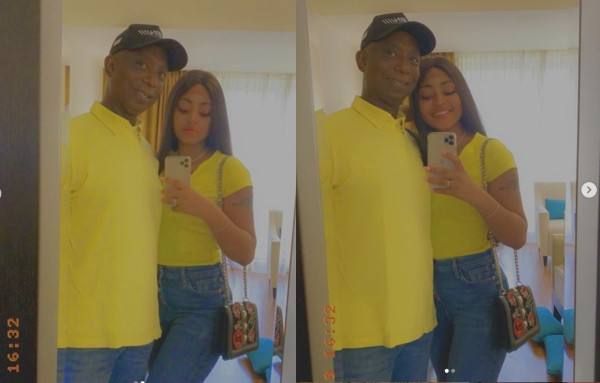 Regina Daniels and Ned Nwoko twinning in new photos