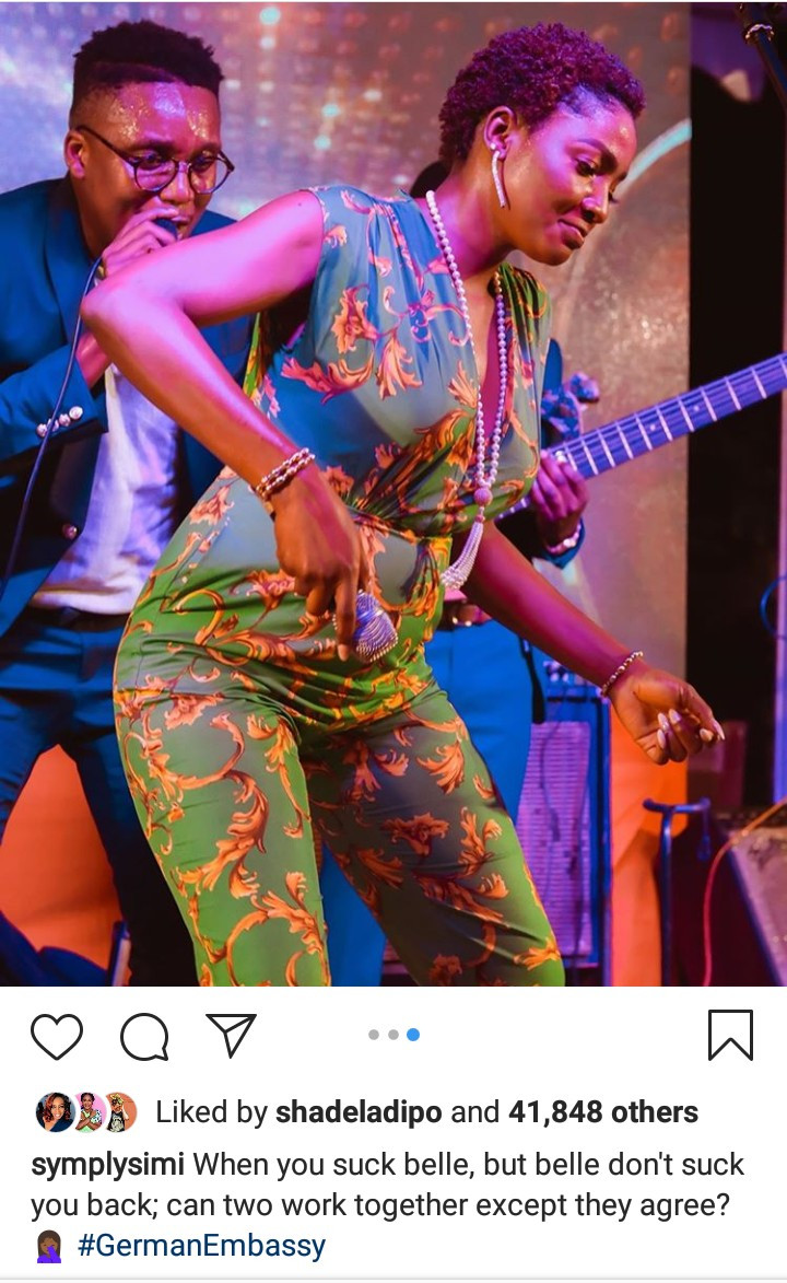 Simi seen performing with a visible bump